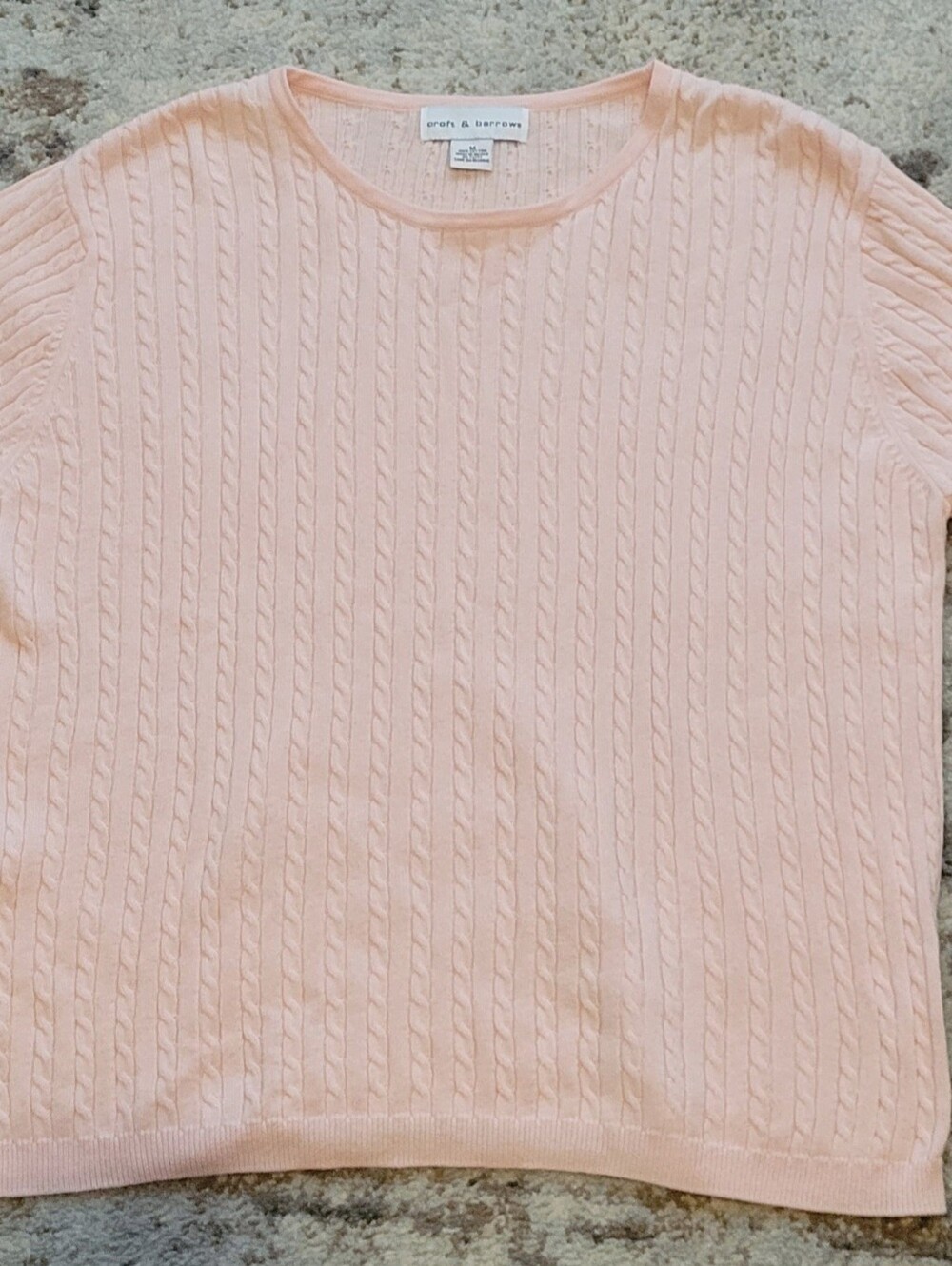 Croft & Barrow Blush Pink Cable Knit Cotton Sweater Top | Medium